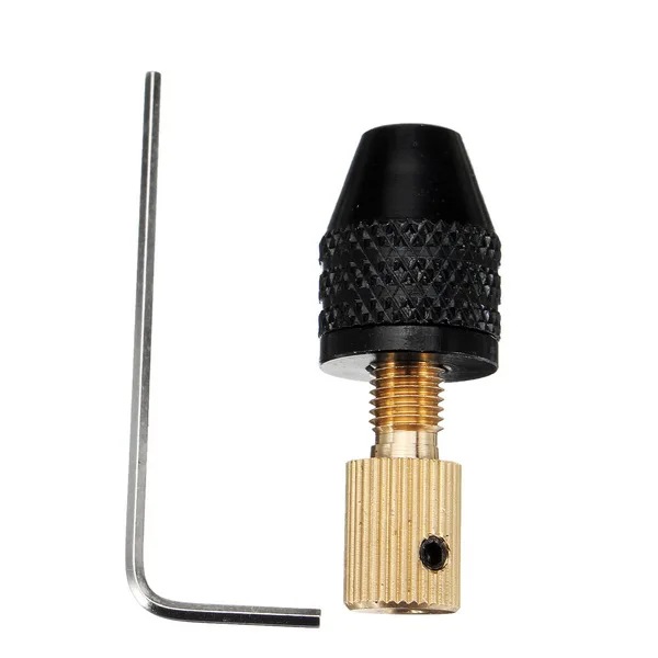

0.3-3.4mm Black Drill Bit Chuck Adapter Three-Jaw Drill Chuck Brass Base with Silver Wrench