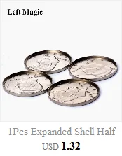 Four Coin To One Big Half(Dollar Diameter 5.6 Cm) Magic Tricks 1 Coins+3 Shell Half Dollar Expanded Shell Dollars Coin Magic