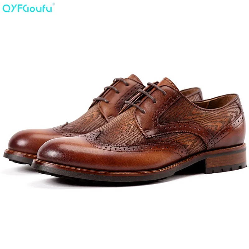 

2019 Fashion Men Formal Business Shoes Luxury Men's Dress Shoes Male Casual Genuine Leather Wedding Party Brogue Shoes