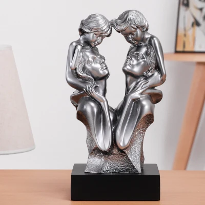 15X12X28CM Абстрактные статуэтки семейных персонажей, человек, женщина и дочь ангела, художественная скульптура из смолы, искусство и ремесло, украшение для дома R805 - Цвет: 15X12X28CM