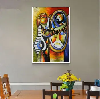 

Free shipping free shipment Famous artist's GIRL BEFORE A MIRROR Estate Signed & Numbered Abstract Canvas V-014