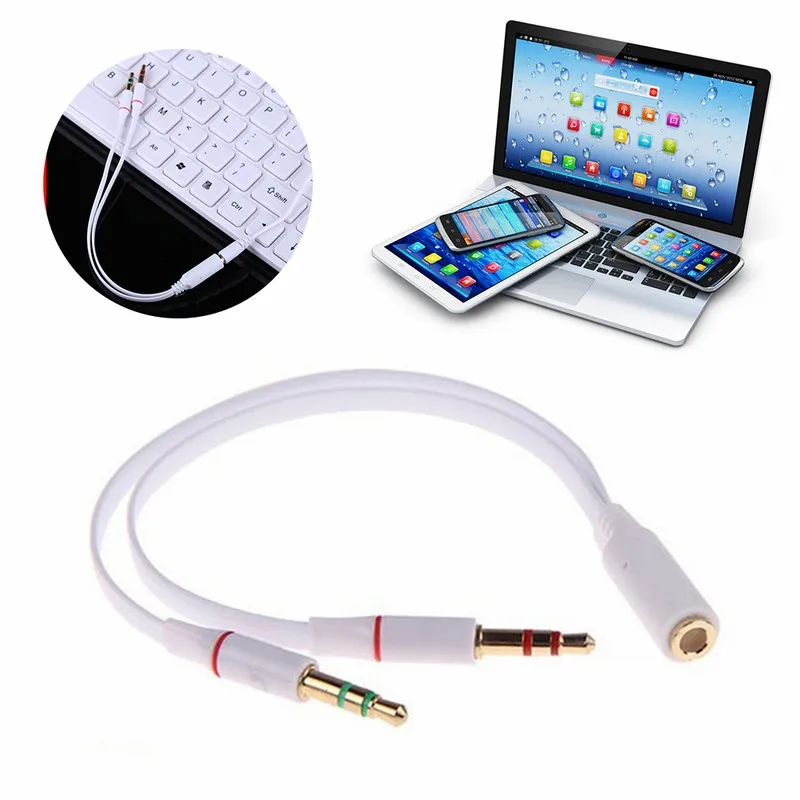 

3.5mm AUX Audio Mic Y Splitter Cable Headphone Adapter Female To 2 Male cables For PC Computer notebook Accessories