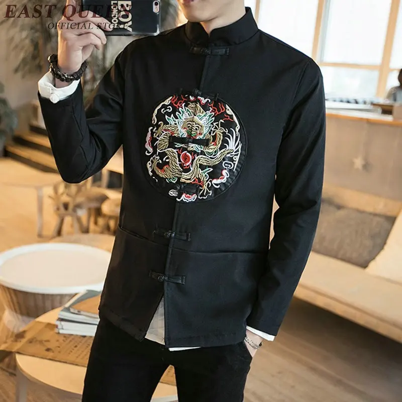 

Traditional Chinese Clothing for men tang suit costume Embroidered dragon bomber jacket mandarin collar cheongsam KK569 W