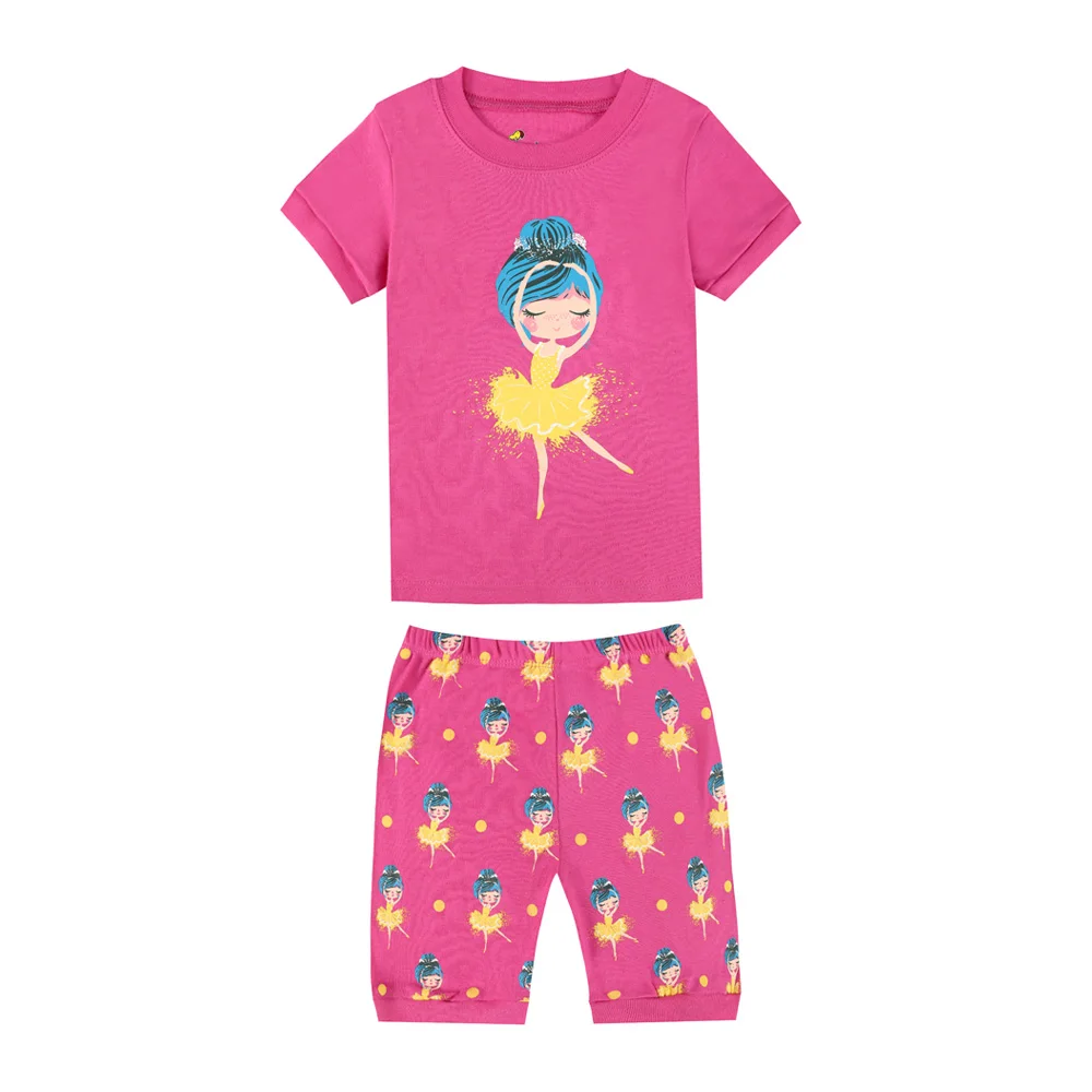 Новая летняя коллекция 100 года, Хлопковая пижама в виде единорога для девочек, модные пижамы с короткими рукавами для девочек, пижамы для детей, пижамы для девочек, От 1 до 8 лет - Цвет: CG24