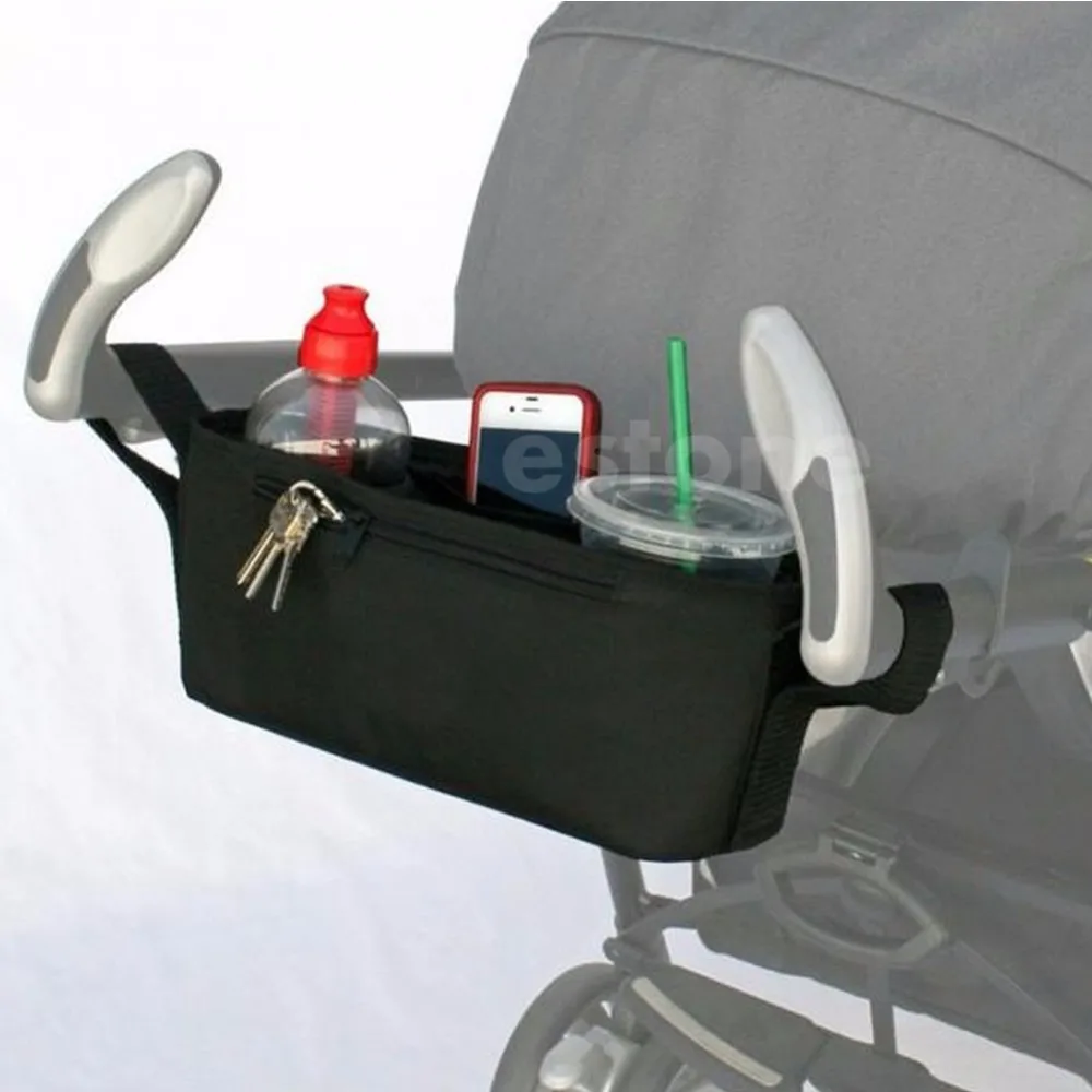 

Pram Stroller Drink Parent Tray Organizer Double Cup Holder Console Phone Jogger
