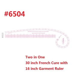 Règle de conception de style, Flexible et transparente en plastique, courbe française des hanches et des pouces #6504 (30 et 16 pouces) 