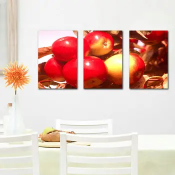 

3 Piece Modern Kitchen Canvas Paintings Red Apples Wall Art Oil Painting Set Bar Dinning Room Decorative Pictures For Kitchen