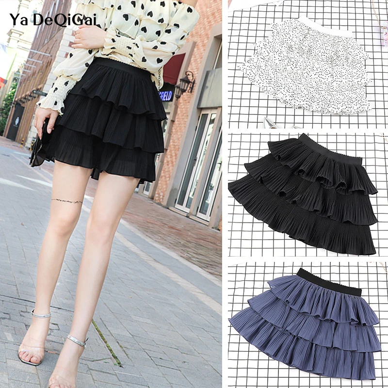 Новая летняя женская плиссированная юбка Продолжительность игры в Корейском стиле элегантная плиссированная юбка с высокой талией для соревнований для маленьких девочек