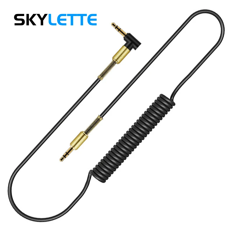 

3.5mm Plug Aux Audio Connect Cable 1m Spring Line for Phone Computer Speaker Headphone Gold-plated Male-Male Adapter Cord