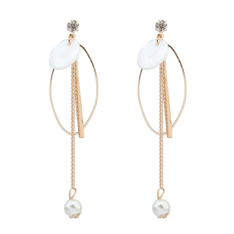Europe and the United States fashion ring earrings elegant geometric long earrings Zircon EH027 Gift Dropshipping
