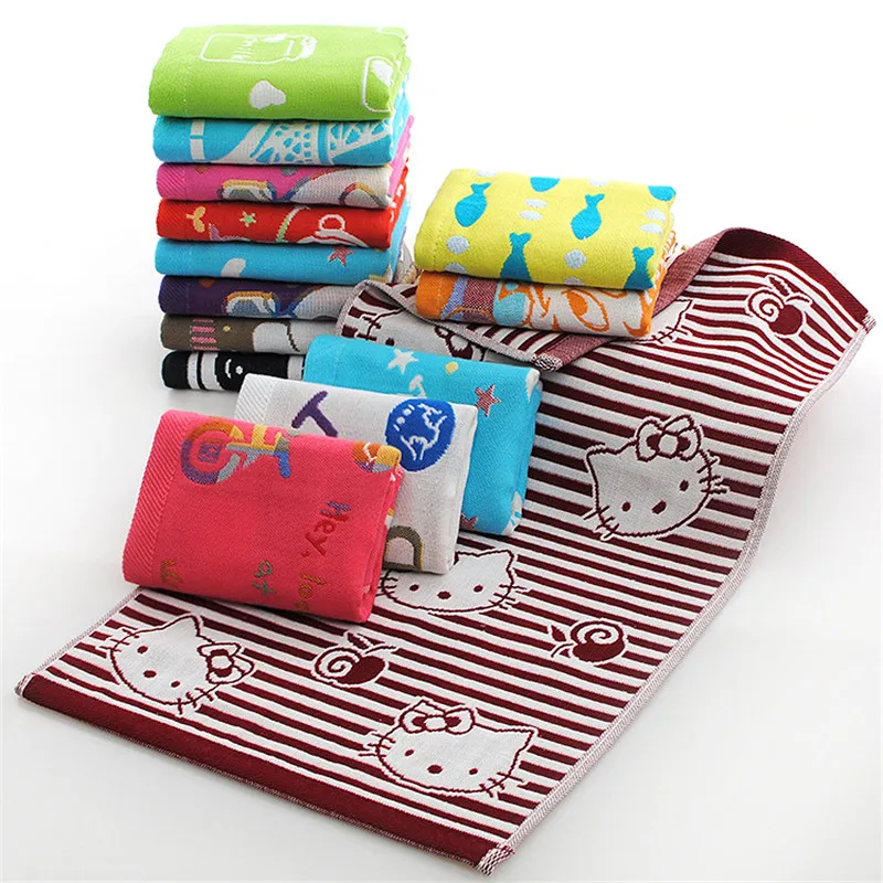 Couleur : Yellow Serviette de bain 1 PC Chat Motif Carr/é Coton Main Serviette Enfants Bande Dessin/ée Absorbant Linge de Bain Serviette De Douche
