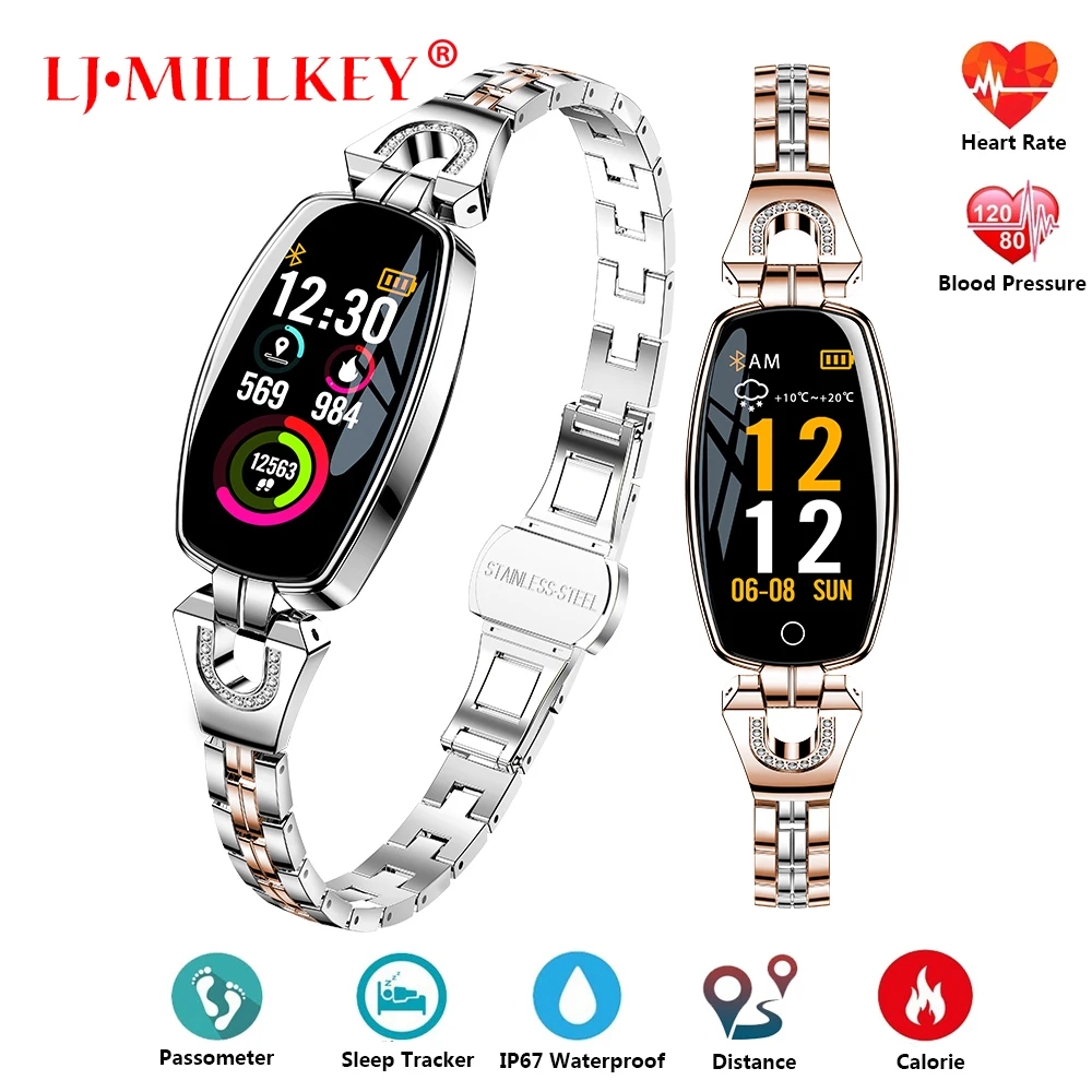 

Smart Watch Women 2019 Waterproof Heart Rate Monitoring Bluetooth For Android IOS Fitness Bracelet Smartwatch