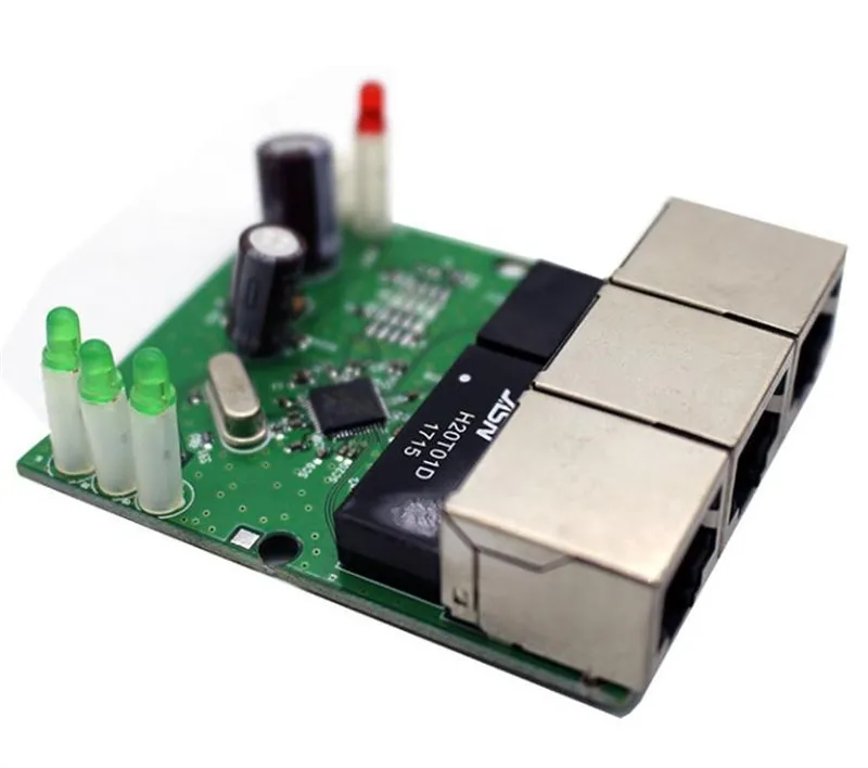 Мини коммутатор с 3 портами ethernet OEM 10 / 100 Мбит/с rj45 сетевой хаб плата модуля pcb для