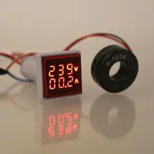 Voltímetro Digital LED cuadrado, luces de señal, voltaje de voltios, medidor combinado de corriente, indicador de medición de CA 60-500V 0-100A
