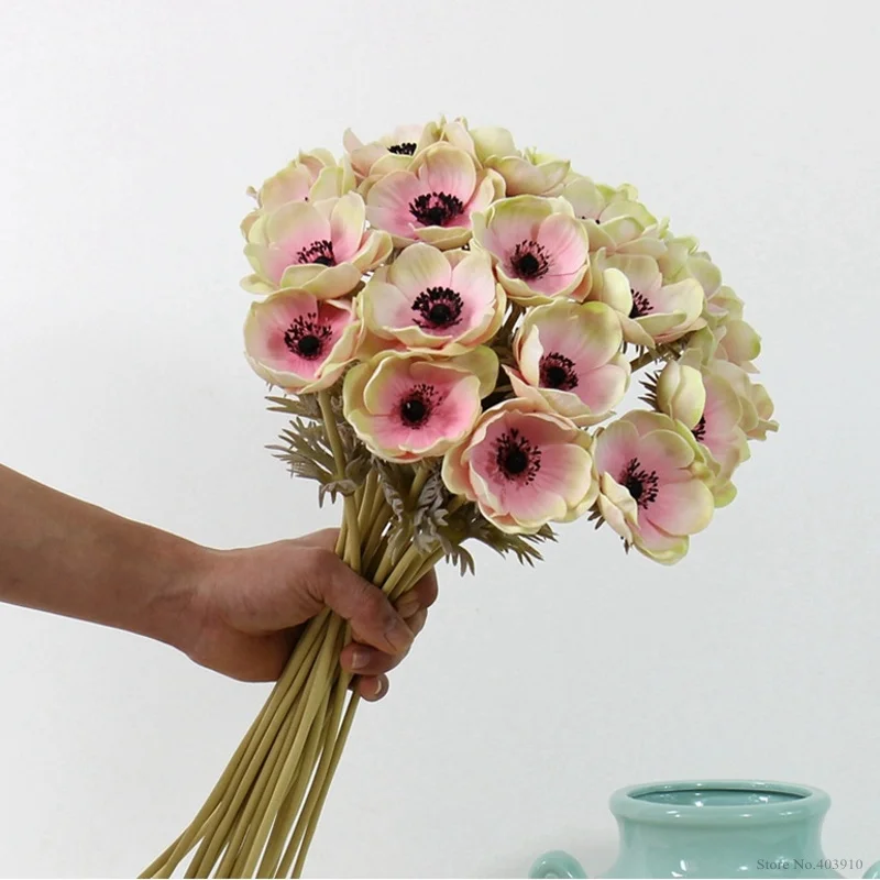 Настоящее прикосновение искусственный анемон цветы шелк Флорес искусственные для осени Свадебные Декоративные искусственные цветы аксессуары венок