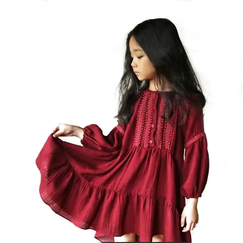 

Brand New 2019 Spring Girls Dress Embroidered Children Cotton Dress for Baby Princess Dress Personality Teenage Dresses