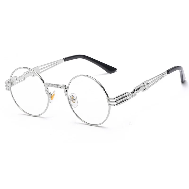 Готические солнцезащитные очки в стиле стимпанк для мужчин и женщин, металлические очки, круглые очки, фирменный дизайн, солнцезащитные очки, зеркальные, высокое качество, UV400 очки - Цвет линз: 12