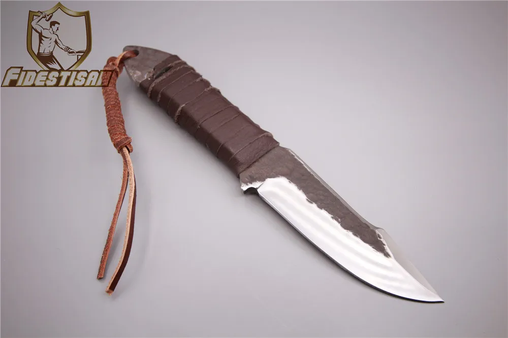 Hand made spring steel 57HRC outdoor hunting camping utility knife