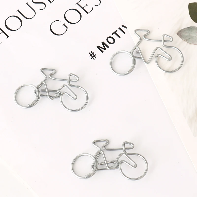 TUTU 10Pcs Cute Decorative Bicycle Shaped Paper Clips Scrapbook Memo Clip Metal Binder Paperclips Bookmark Stationery H0318