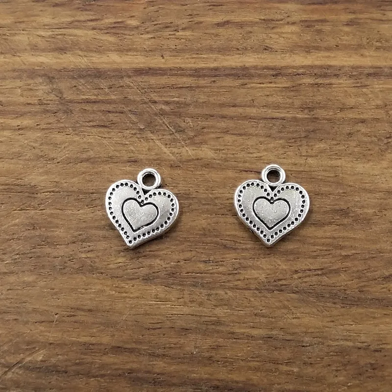 

10pcs Charms Double heart 12*13mm Tibetan Silver Plated Pendants Antique Jewelry Making DIY Handmade Craft