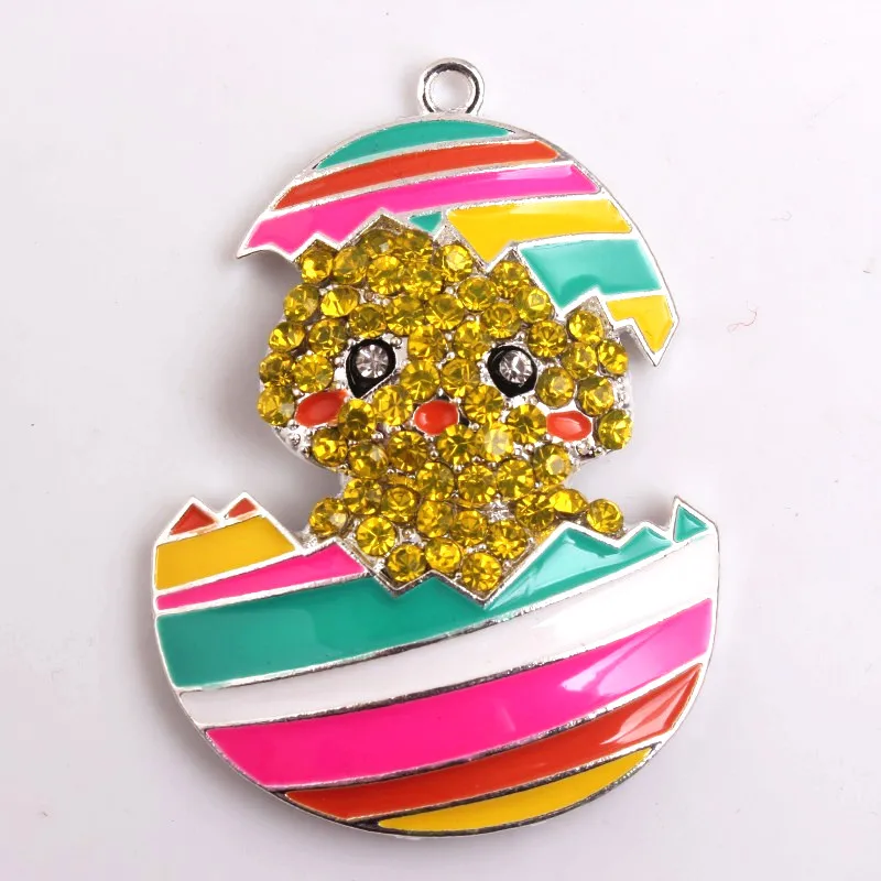 

Kwoi Vita 52*38mm 10pcs/lot Alloy Colorful Cute Easter Egg enamel Pendants for kid's Necklace Fashion Jewelry