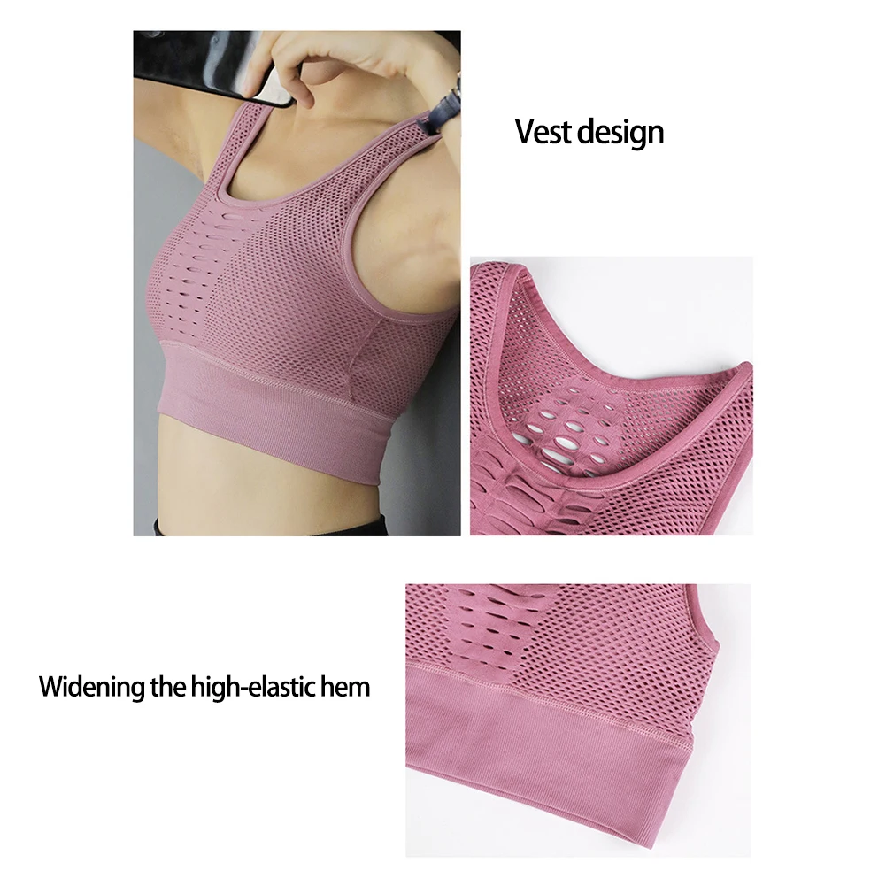 Полые Back Sports Bra Для женщин противоударный дышащий Быстросохнущий Красота белье для йоги Фитнес тренажерный зал Professtion
