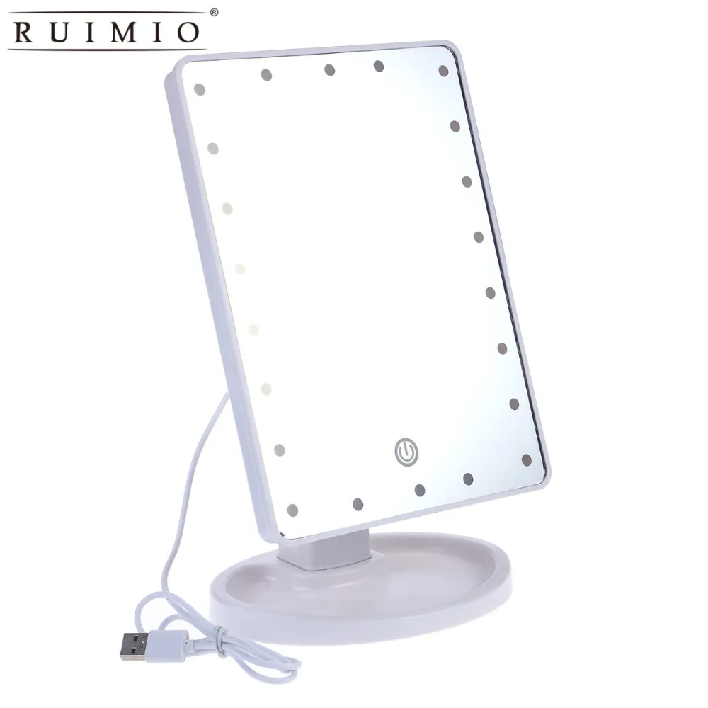 

Lighted Makeup Mirror with 22 LED Lights Touch Screen Dimmable USB Power Supply(White) D30