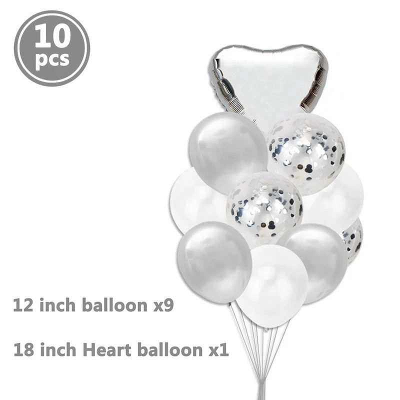 10pcs silver heart Серебристый, голубой, 32 дюйма количество Фольга воздушные шары День рождения украшения Пижама для детей и взрослых, мальчиков и девочек 1st на возраст 2, 3, 4, 5, 6, 16, 18 лет, 21 25 30 40 50 60 ко дню рождения - Цвет: 10pcs silver heart