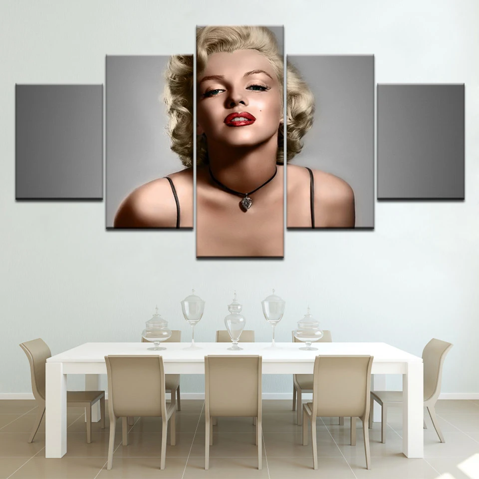 Marilyn Monroe сексуальные рамки 5 панелей Холст Живопись стены картины для гостиной HD