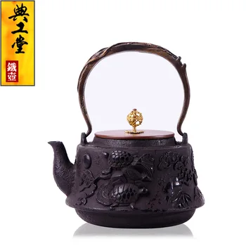 

2016 Cast Iron Tea Pot No Coating Japanese Kung Fu Tea Set Handmade Japan TortoiseKettle Pot With Filter 1200CC Hot Sale