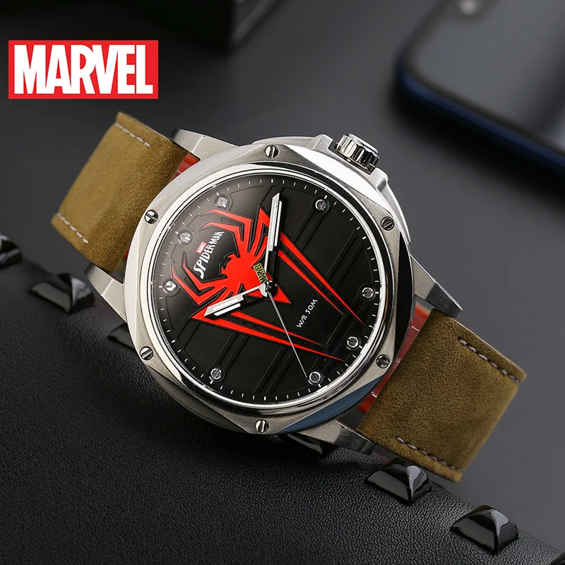 

Hot official Marvel Avengers SPIDER MAN quartz Watches waterproof luminous calendar stainless steel M-9064 Relogio Masculino