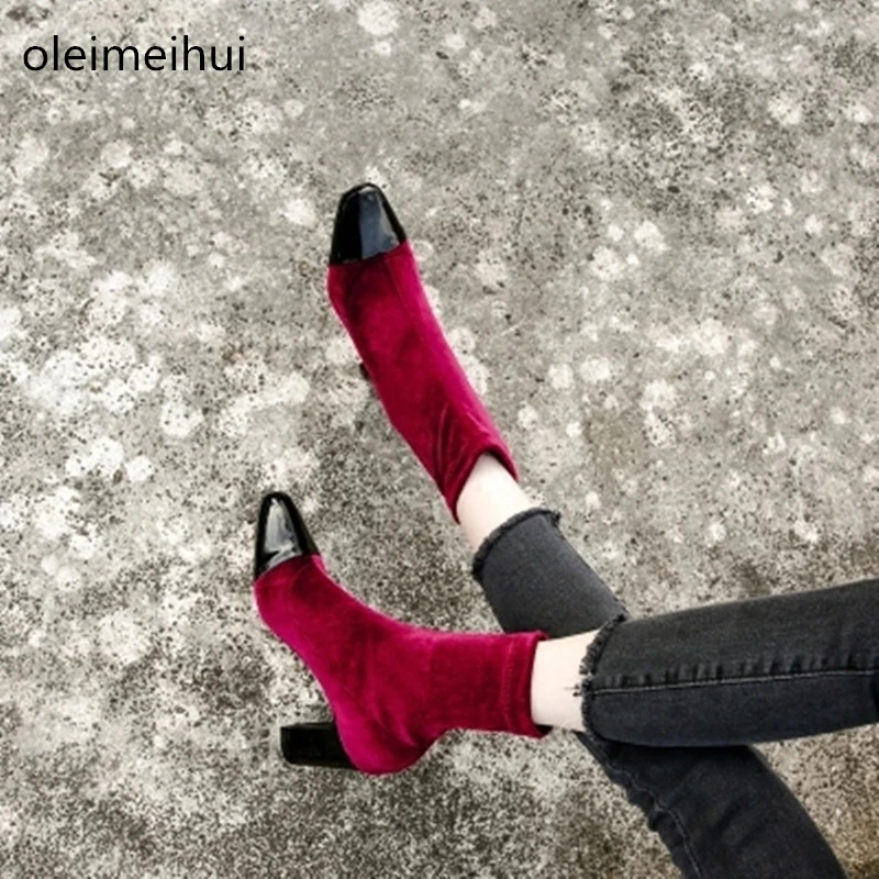 dark red ankle boots