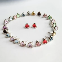 500 шт./лот 6 мм Mix Цвет Rhinestone Сердца Кристалл Жемчужина Brads святого валентина Подарки Свадебные Бумаги Ремесла Поставляет Сувениры Diy
