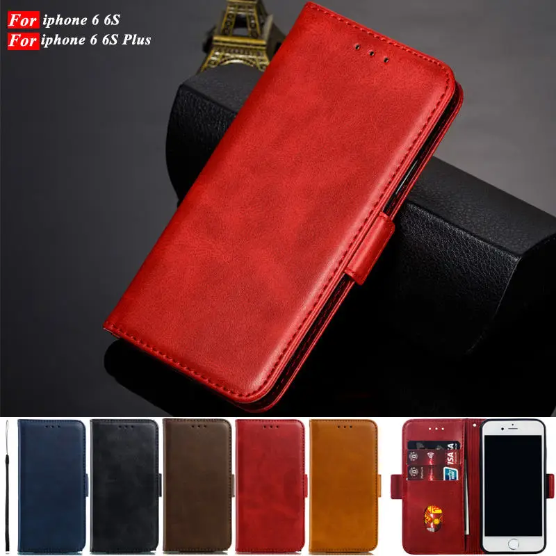 

Luxury Vintage Leather Case For iphone 6 6S Flip Book Card slot Wallet Phone Cover iphone 6S Case For iphone 6S Plus cover Coque
