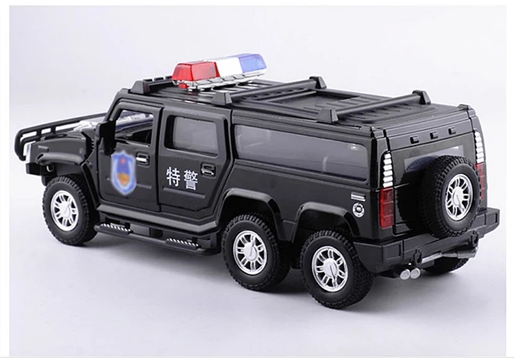 Горячая 1:32 шестиколесная Hummer сплава Полиция внедорожных игрушечные машины Звук Свет задерживаете игрушечный танк автомобилей для детей Подарки