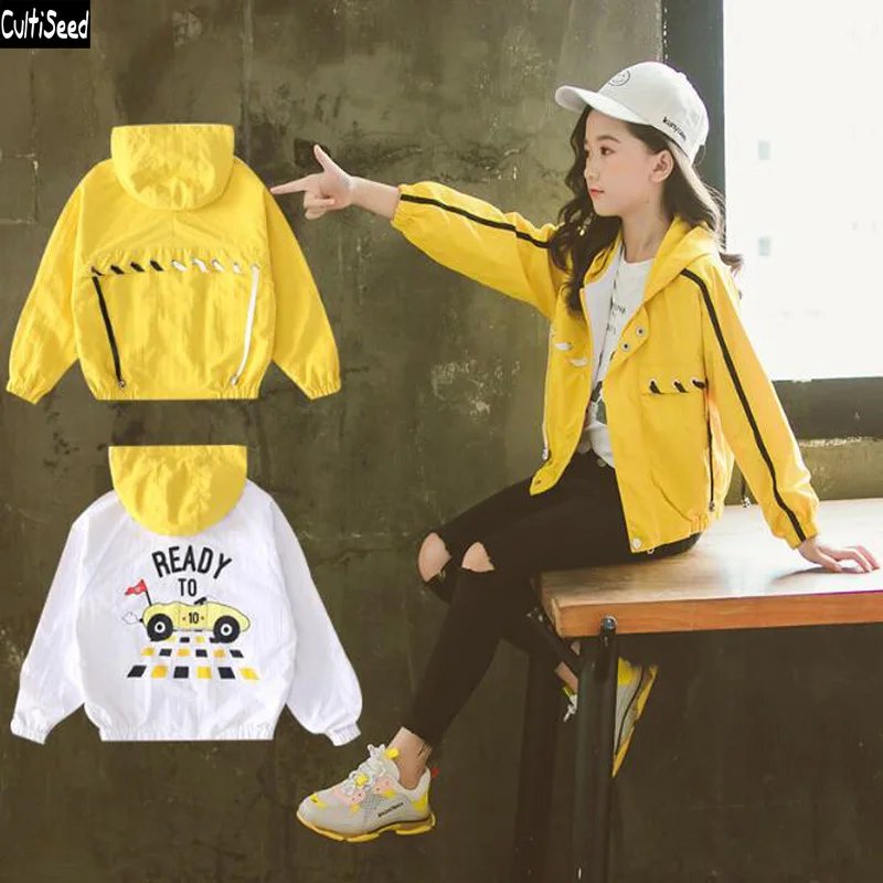 

Cultiseed Girl Autumn Jacket Coat Big Children Two Side Wear Cartoon Jacket Outerwear Kids Long Sleeve Casual Jacket Coats