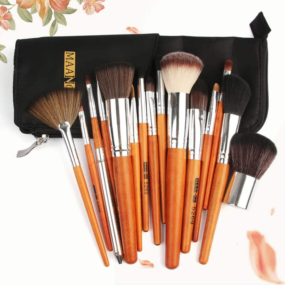 

15PCS Cosmetic Makeup Brush Brushes Foundation Powder Eyeshadow Brush With Bag Pincel Maquiagem