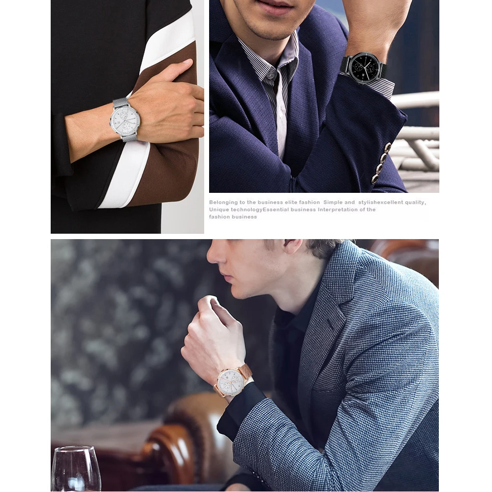 Мини фокус лучший бренд класса люкс мужские кварцевые часы нержавеющая сталь бизнес мужские s часы розовое золото водонепроницаемые Модные мужские часы