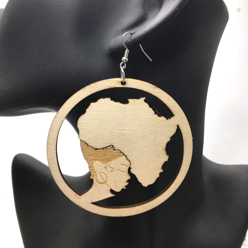 5pairs/lot 2017 Newest African Hair Wooden Earrings in Drop Earrings