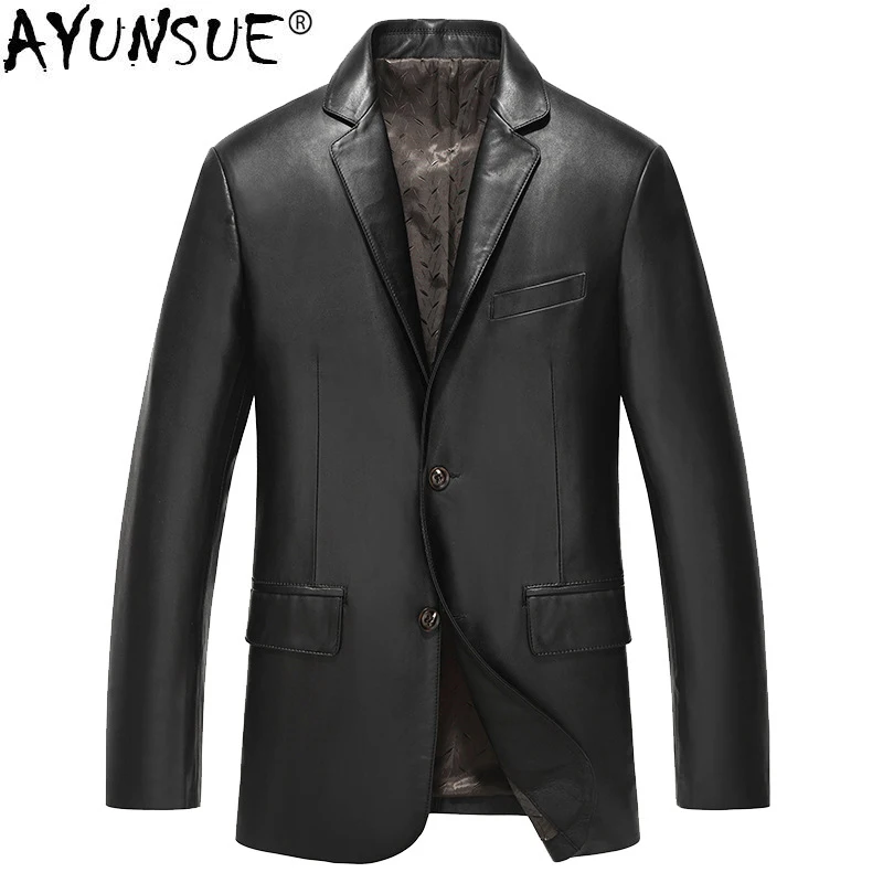 AYUNSUE Genuine Leather Jacket Men Spring Autumn Real Sheepskin Coat Blazer Leather Jackets and Coats 2019 61Z6609 KJ2413