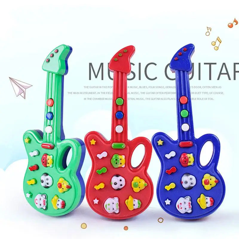 Красный мультфильм электронная гитара Образовательные электронные игрушки мультфильм Стиль игрушки Электронные гитара дети