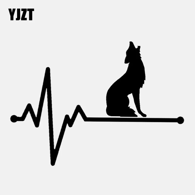 

YJZT 14.1CM*10.1CM Coyote Lifeline Howler Hunting Heartbeat Vinyl Black/Silver Car Sticker C22-1144