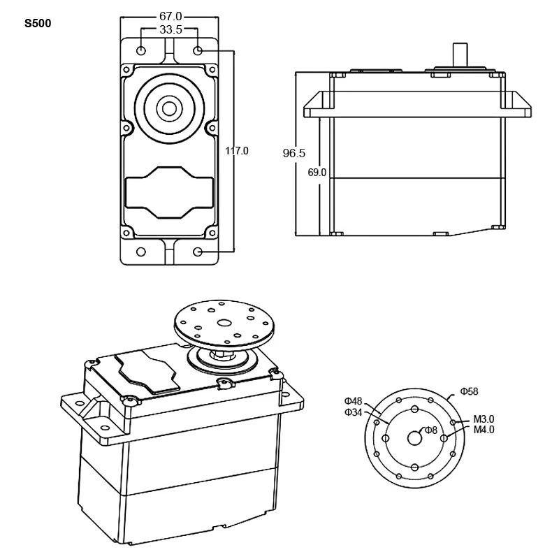 SUPER200 300 500 с высоким крутящим моментом 12 24V 200kg. См/300kg. См 0,5 S/60 градусов BEC 5В набор «сделай сам» для большая рука робота