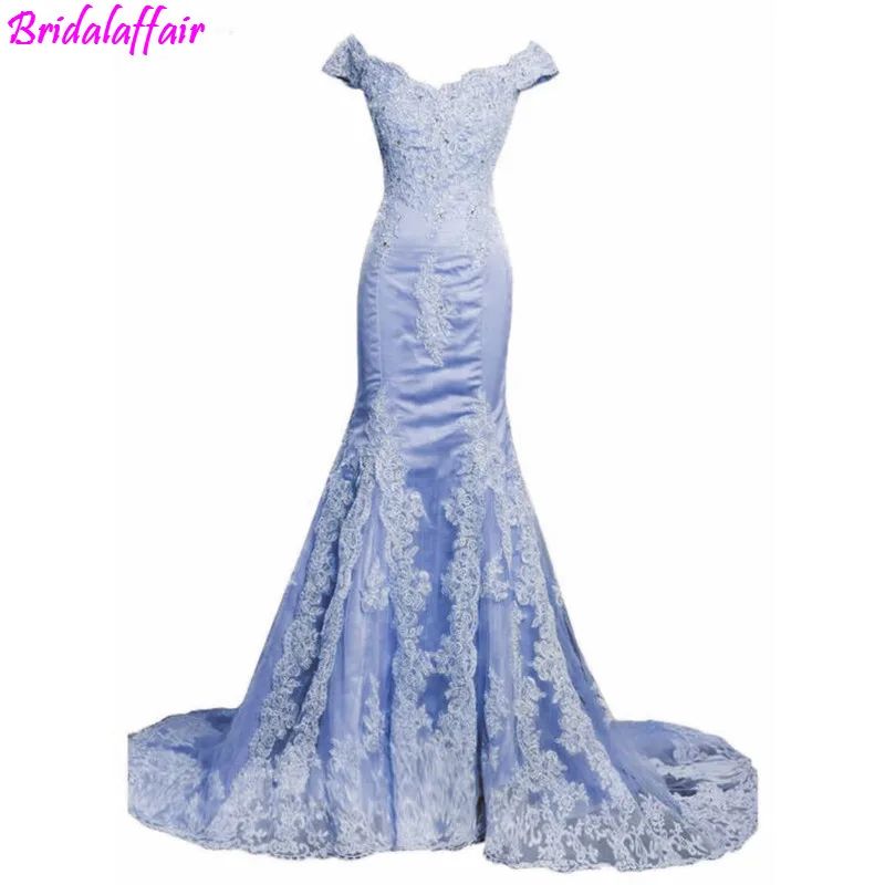 

Off the Shoulder Sweep Train Evening dress 2019 High Quality Appliqued Beaded Tulle Prom Dress Formal Party Gown