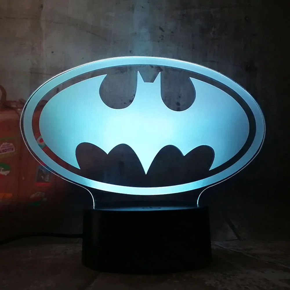 Amroe New 2018 3D LED DC Batman Symbol Light Night Desk Table Lamp 7