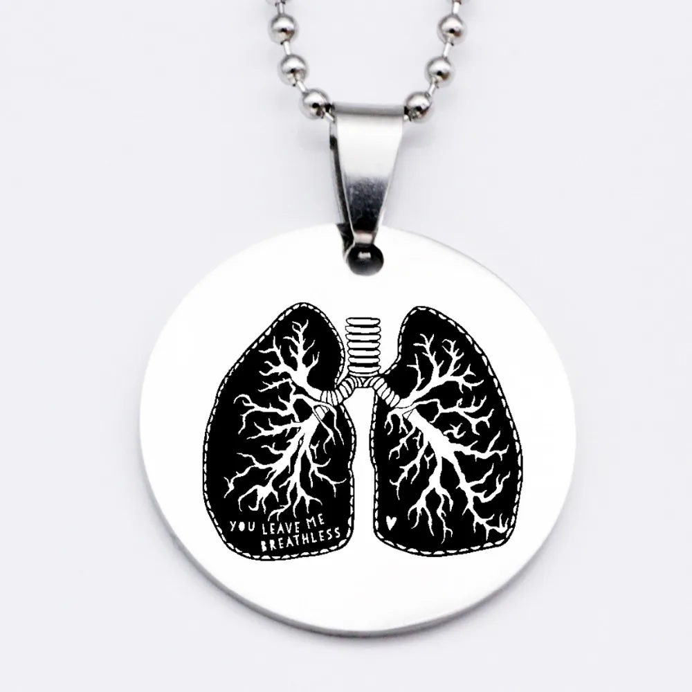 

2018 Trendy Personality Human Lungs Round Necklace Keychain Stainless Steel Jewelry Drop Shipping Accepted YP6216