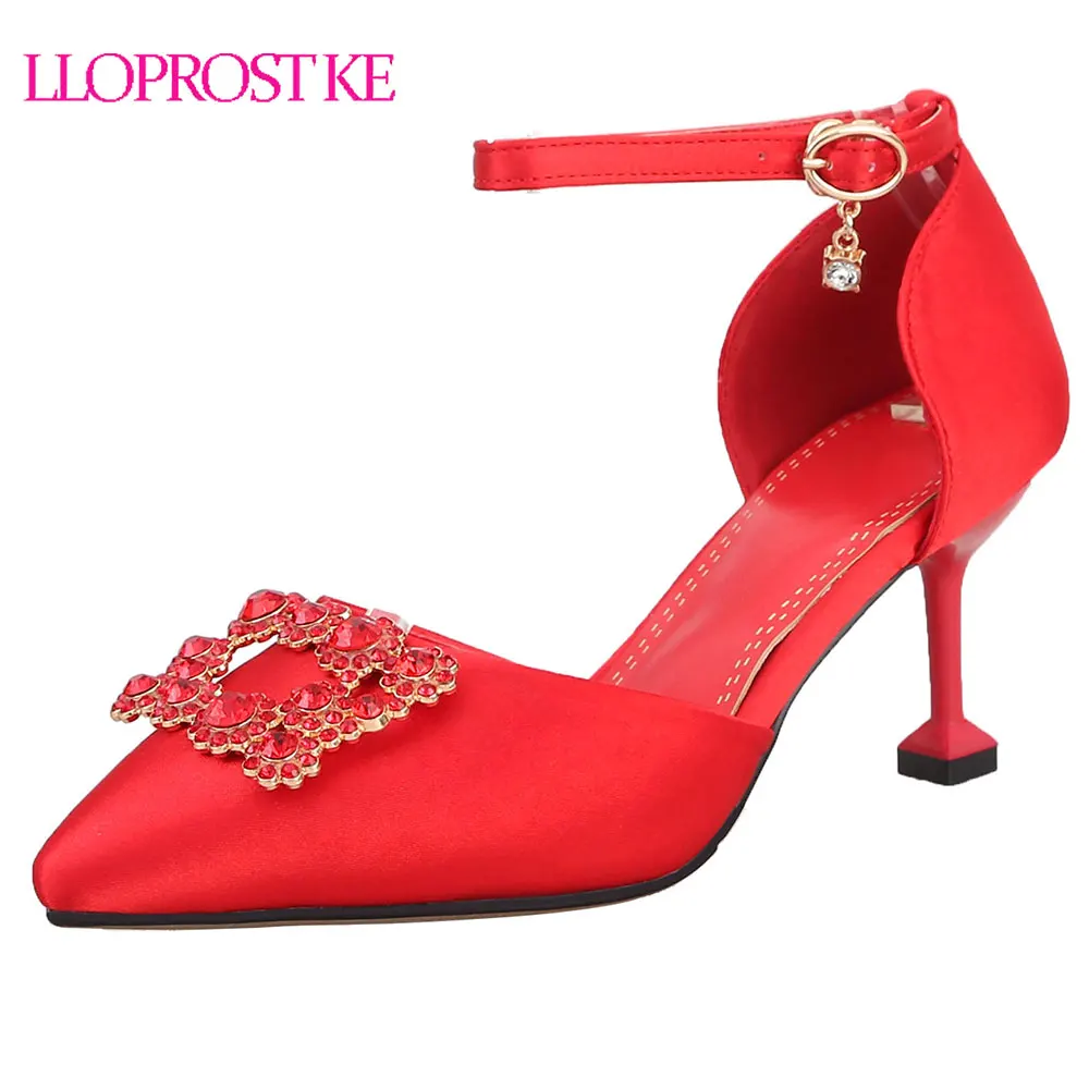 

Lloprost ke Fashion Rhinestone Women's Shoes Summer Dancing High Heel Buckle Pumps Sexy Nightclub Stiletto Party Wedding Shoes