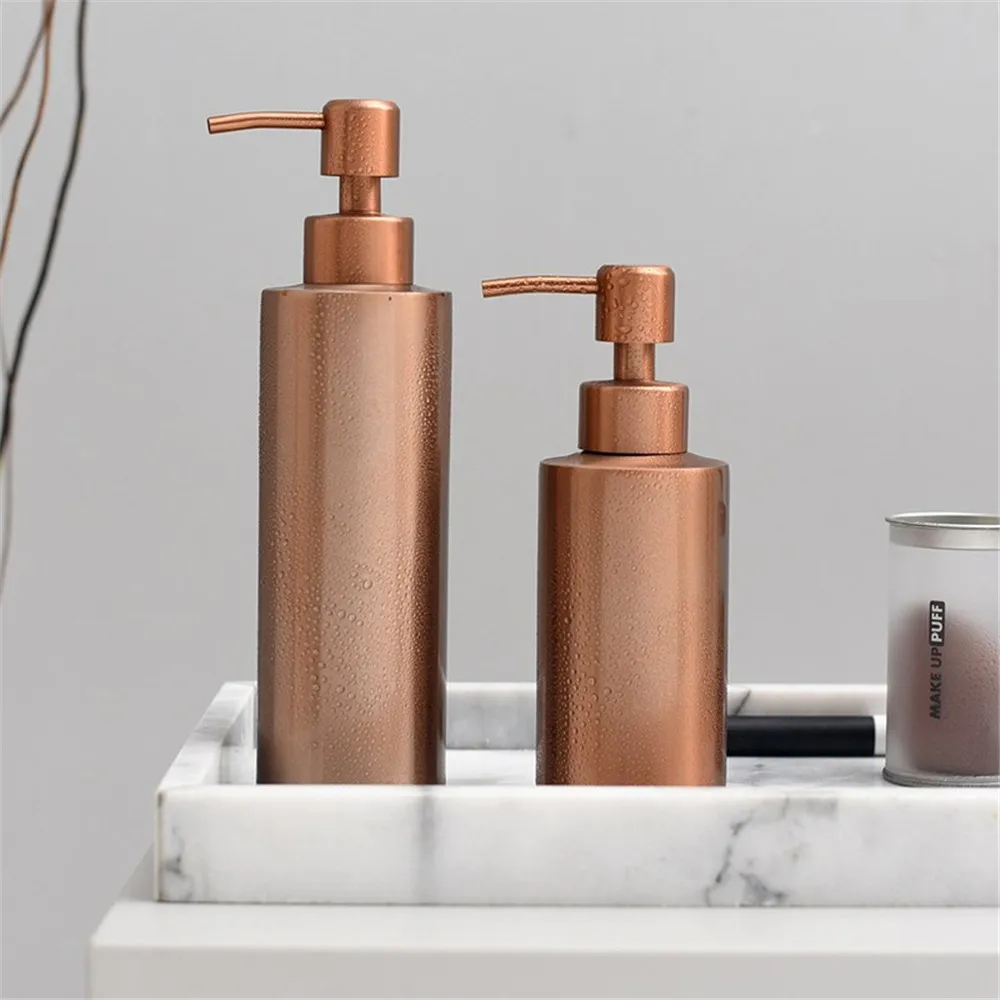 Preise 250ml 350ml 550ml Bad Shampoo Metall Lagerung Flasche Nordic Chic Flüssigkeit Lotion Sub flasche Elegante Vogue reise Rose Gold Flasche