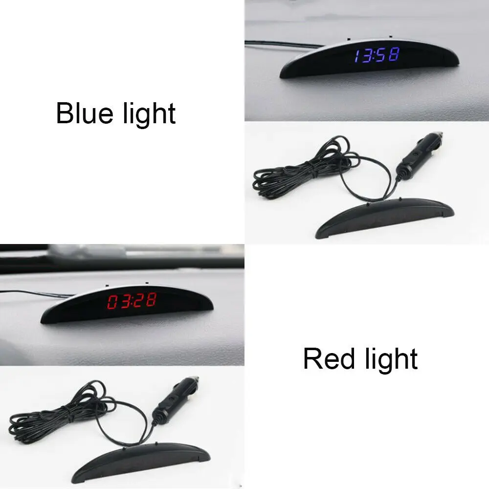  12V 3in1 Interior Car Decoration Electronic Meter Calendar Digital LED Alarm Car Electronic Clock W