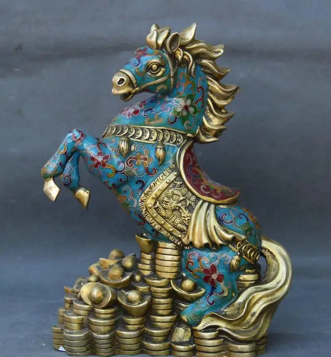

Details about 12" Chinese Feng Shui Cloisonne Copper Zodiac Year Horse Yuan Bao Wealth Statue